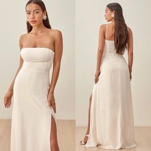 Reformation ivory white ingrid leg slit maxi dress FINAL PRICE NO OFFERS